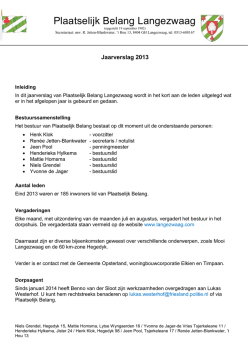 Jaarverslag Plaatselijk Belang 2013
