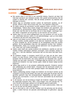INFORMATIE GROEP SCHOOLJAAR 2013-2014