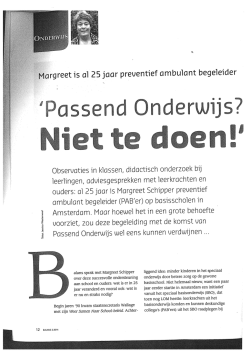 Passend Onderwijs - Welkom bij sbo de Bouwsteen