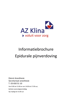 Informatiebrochure Epidurale pijnverdoving