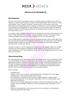 INSTALLATIE INFORMATIE Warmtepomp