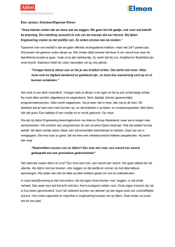 Elco Jansen, Directeur/Eigenaar Elmon “Onze klanten weten dat we