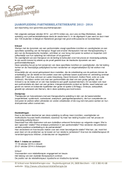 JAAROPLEIDING PARTNERRELATIETHERAPIE 2014
