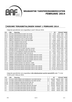 brabantse tariferingsberichten februari 2014