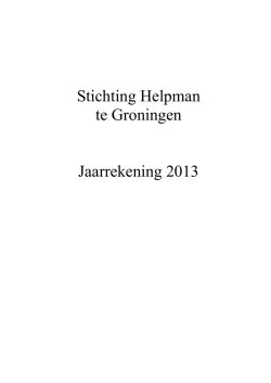 Jaarrekening 2013 Stichting Helpman