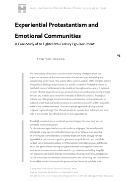 Experiential Protestantism and Emotional Communities