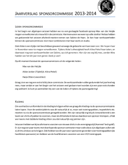 JAARVERSLAG SPONSORCOMMISSIE 2013-2014
