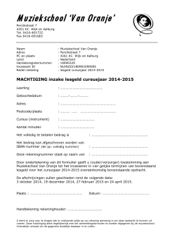 Machtiging 2014-2015 - Willem van Oranje College