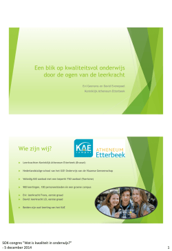 Een blik op kwaliteitsvol onderwijs door de ogen van de leerkracht