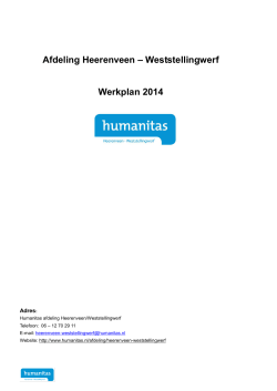 Afdeling Heerenveen – Weststellingwerf Werkplan 2014