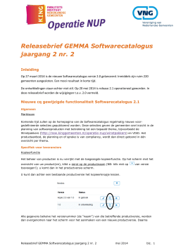 Releasebrief GEMMA Softwarecatalogus jaargang 2 nr. 2