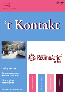 t Kontakt editie: november 2014 - Vereniging ReumaActief de Peel