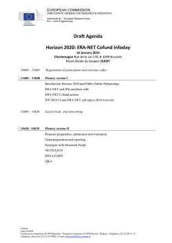 Invitation to ERA-NET Cofund day by EC, Brussels, 16 January 2014