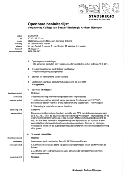 Besluitenlijst 5 juni 2014 - De Stadsregio Arnhem Nijmegen