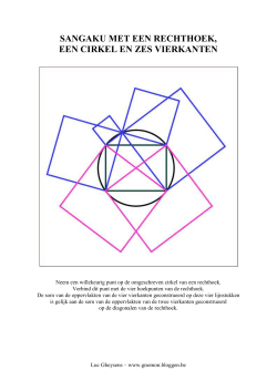 sangaku met een rechthoek, een cirkel en zes vierkanten