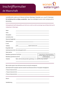 Inschrijfformulier - Wonen Wateringen