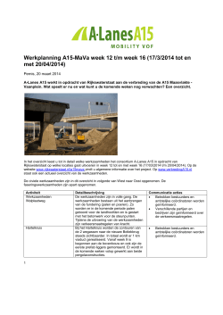 Werkplanning A15-MaVa week 12 t/m week 16 (17/3/2014 tot en