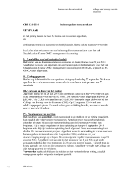 CBE 126-2014 buitenreguliere tentamenkans UITSPRAAK in het