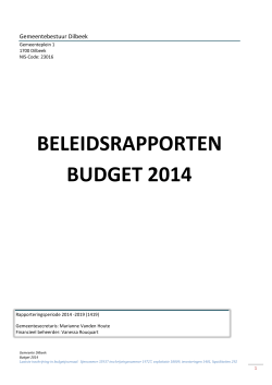 Beleidsrapporten BUdget 2014