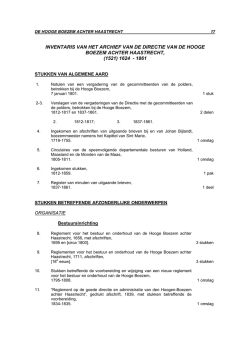 INVENTARIS VAN HET ARCHIEF VAN DE DIRECTIE VAN DE