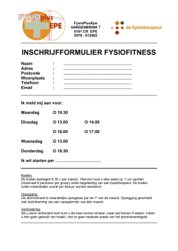 INSCHRIJFFORMULIER FYSIOFITNESS