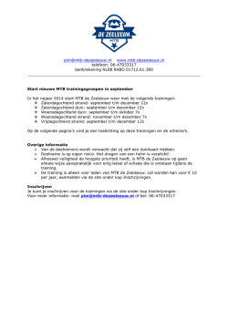 Info najaarstraining 2014 -2