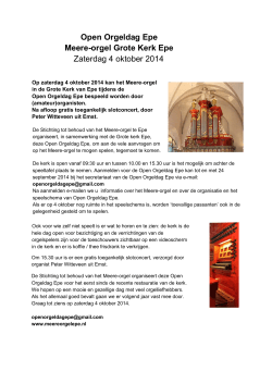 Open Orgeldag Epe Meere-orgel Grote Kerk Epe Zaterdag 4 oktober