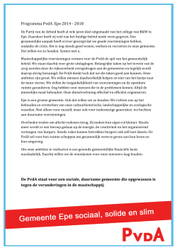 Verkiezingsprogramma PvdA Epe