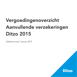 Vergoedingenoverzicht Aanvullende verzekeringen Ditzo 2015