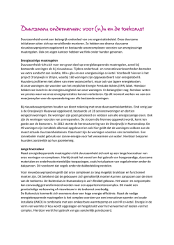 Duurzaamheid vormt een belangrijk onderdeel van