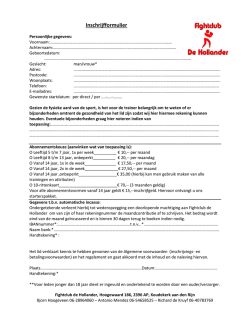 Inschrijfformulier FDH - Fightclub de Hollander