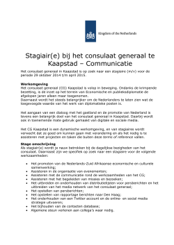 Stagiair(e) bij het consulaat generaal te Kaapstad – Communicatie
