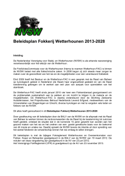 Beleidsplan Fokkerij Wetterhounen 2013-2028