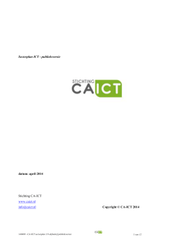 Sectorplan ICT - publieksversie datum: april 2014 Stichting CA