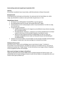 Samenvatting ouderraad vergadering 16 september 2014 Opening