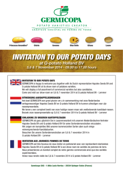 INVITATION TO OUR POTATO DAYS