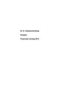jaarverslag 2013 - Fuldauerstichting