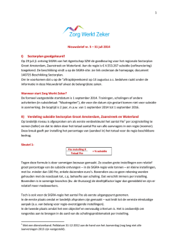 I) Sectorplan goedgekeurd! II) Verdeling subsidie Sectorplan