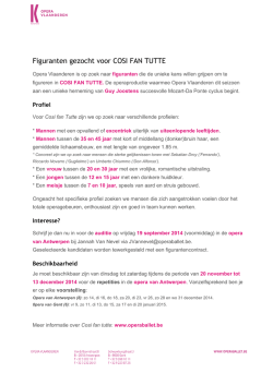Figuranten gezocht voor COSI FAN TUTTE