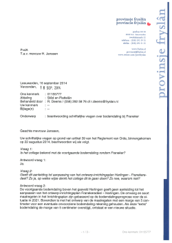 antwoordbrief aan PvdA over bodemdaling bij