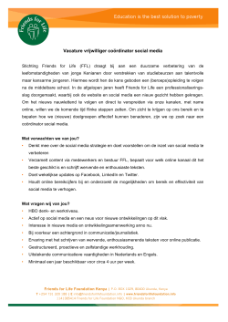 Vacature Co - Stichting Friends for Life
