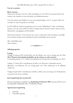 NoordKOPstukken dec. 2014/ januari 2015 jr. 28 nr. 3 1 Van de