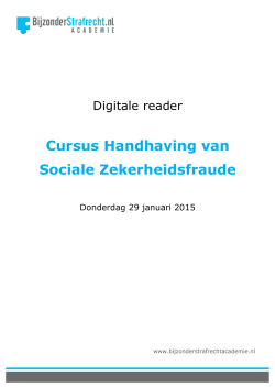 Digitale Reader Cursus Handhaving van Sociale Zekerheidsfraude
