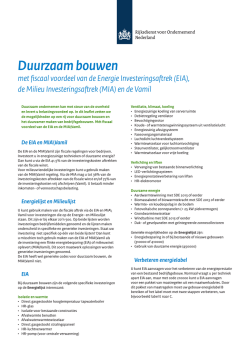 Duurzaam bouwen met fiscaal voordeel van EIA MIA en