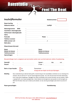 Inschrijfformulier - Dansstudio New Feel The Beat