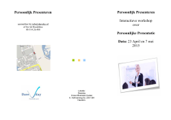 Persoonlijk Presenteren Persoonlijk Presenteren