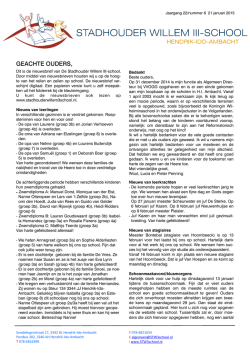 Huidige nieuwsbrief - Stadhouder Willem III School