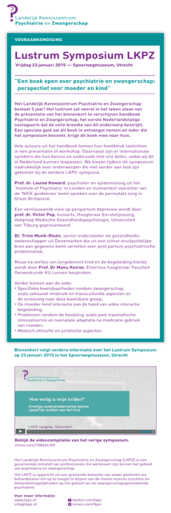 Lustrum Symposium LKPZ - Landelijk Kenniscentrum Psychiatrie en