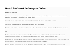 Dutch biobased industry to China 20-01-2015