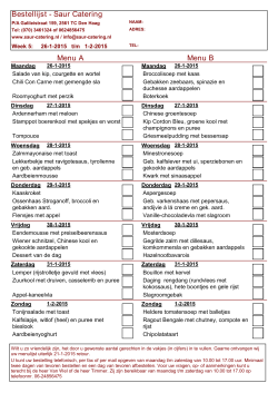 Bestellijst - Saur Catering Menu A Menu B